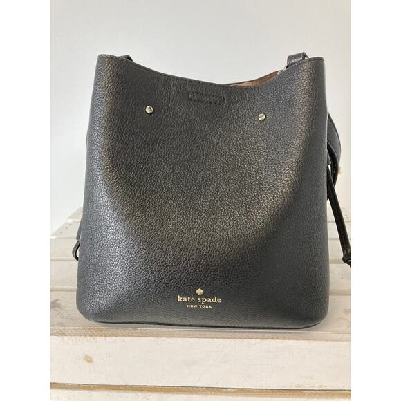 KATE SPADE MARTI SMALL BLACK LEATHER BUCKET BAG - Picture 3 of 13